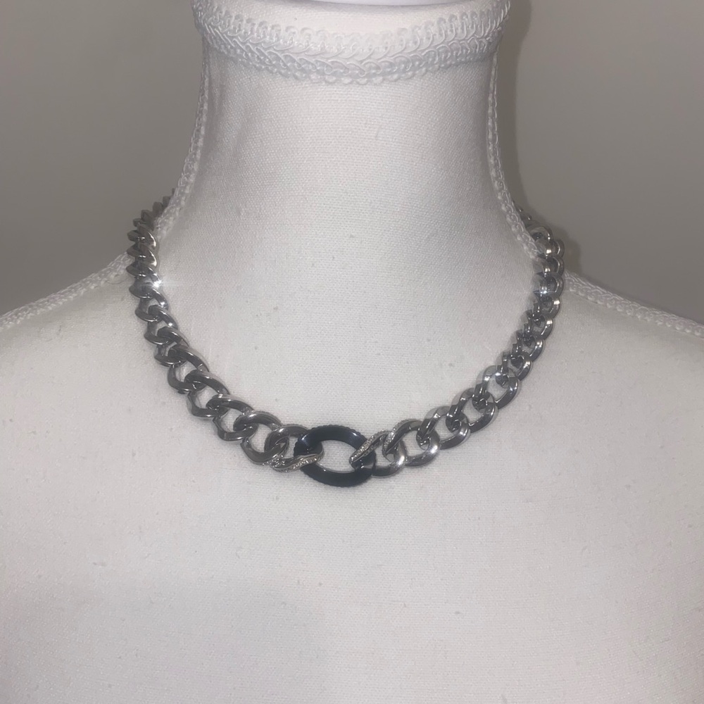 Swarovski Silver and Black Chain Necklace